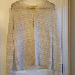 Sezane White Wool Lacy Lyna Jumper